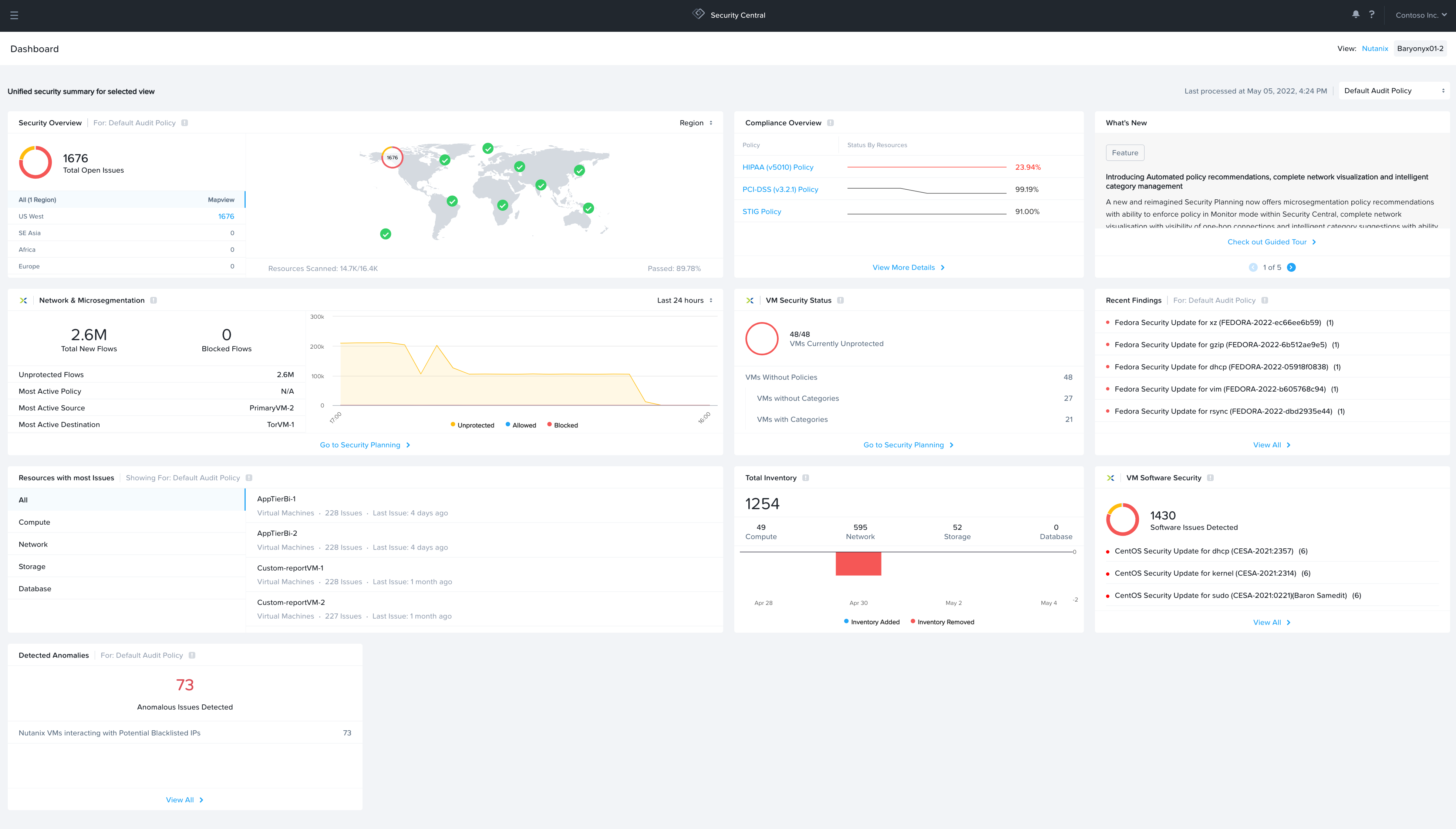 Security Central Main Dashboard