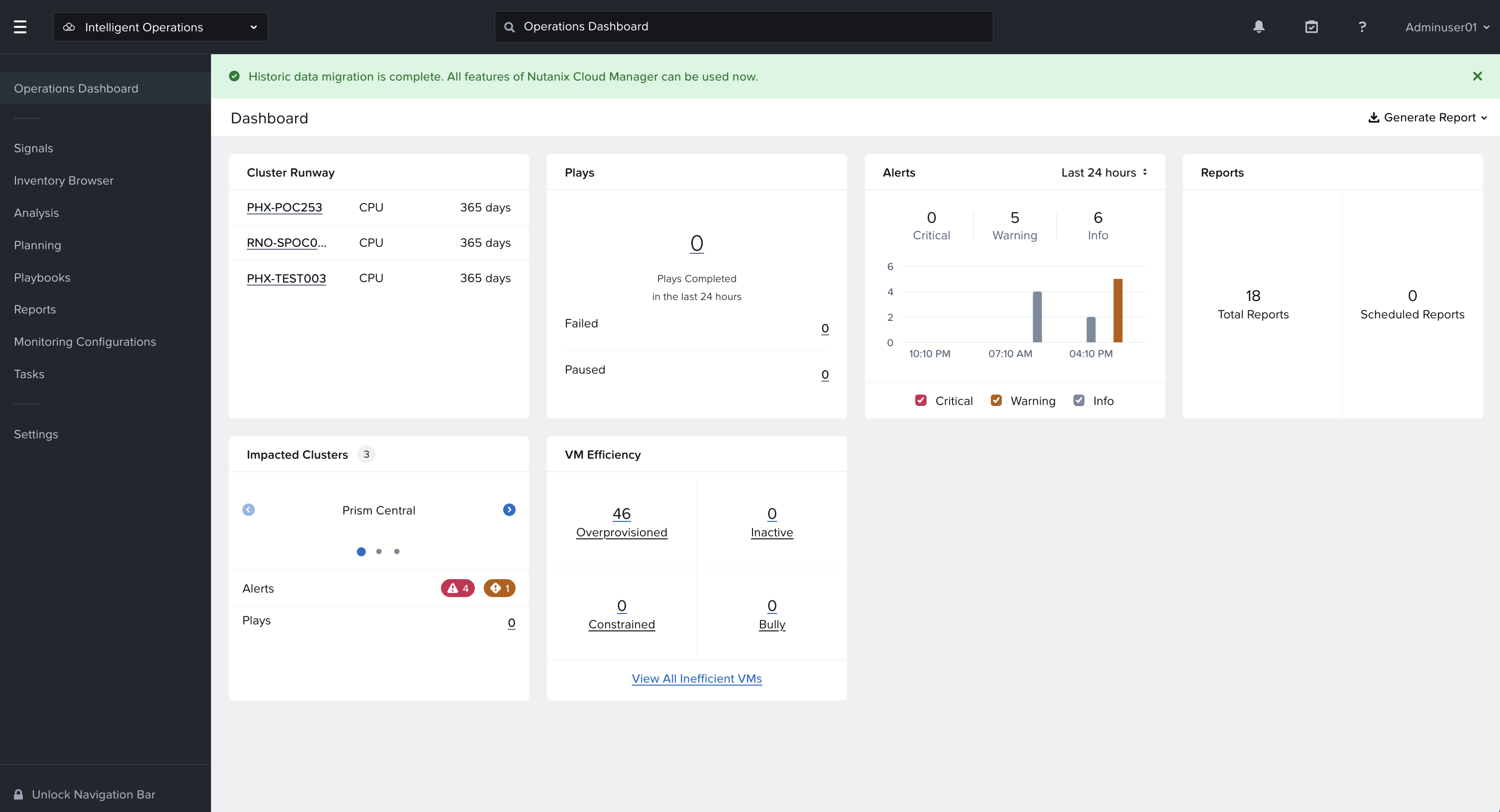 Intelligent Operations Dashboard View from NC Intelligent Operations Dashboard View from NC
