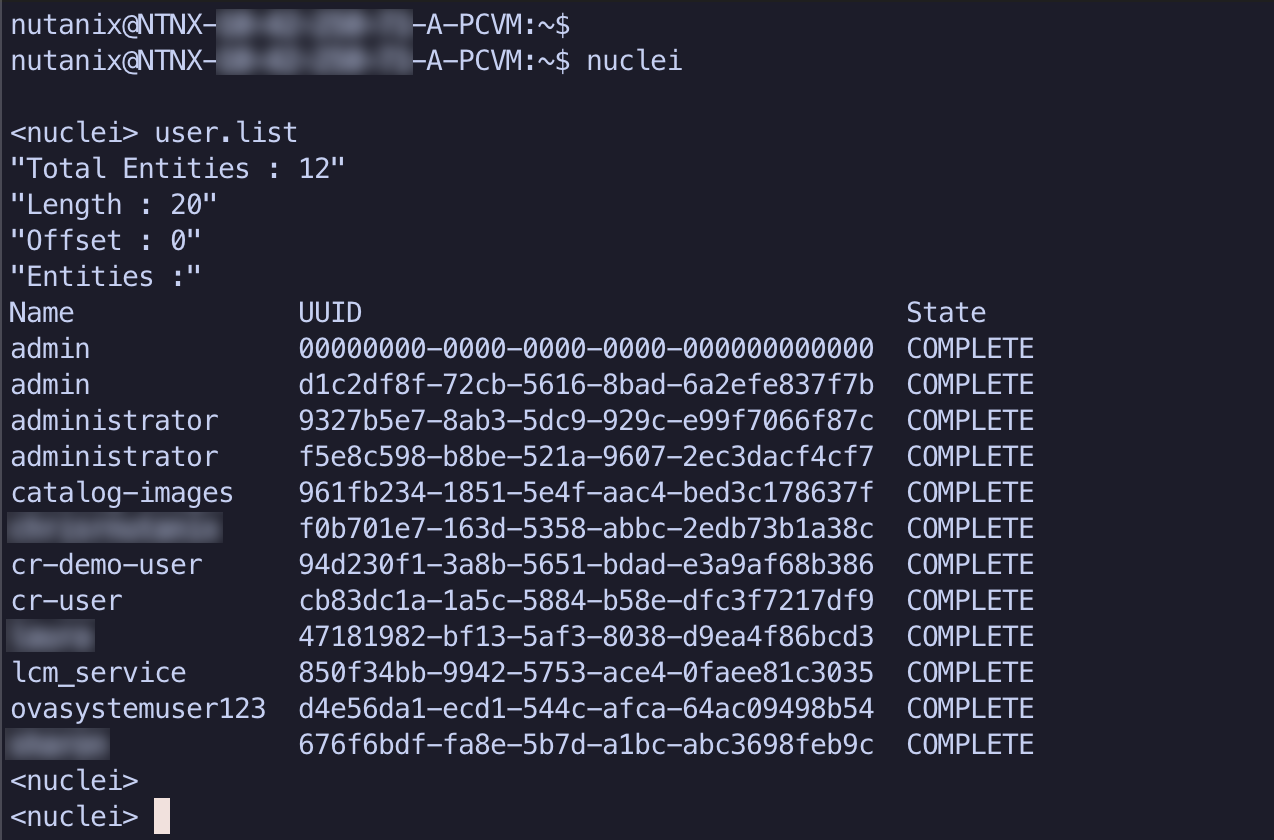 List users within Nuclei session